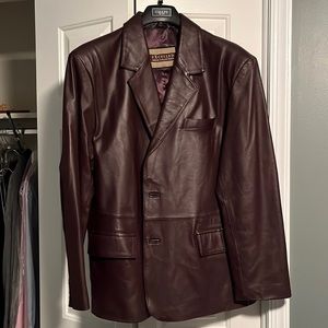 Mens Excelled leather pea coat/car coat. Size 46.